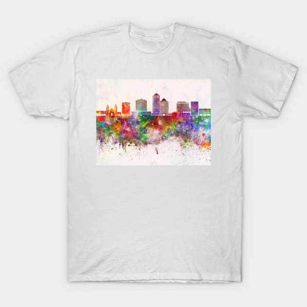 Albuquerque V2 skyline in watercolor background T-Shirt by PaulrommerArt